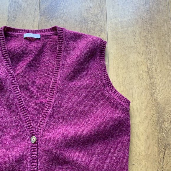 Munrospun Tank Top Knitted Waistcoat Size Medium Pink Sweater Vest WOOL - Picture 6 of 9